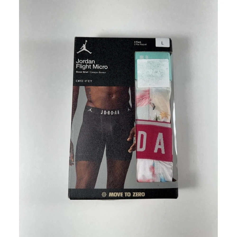 JORDAN Flight Micro Dri-Fit Boxer Briefs 2 Pack Blue Pink Men's Sz L (36-38) NEW